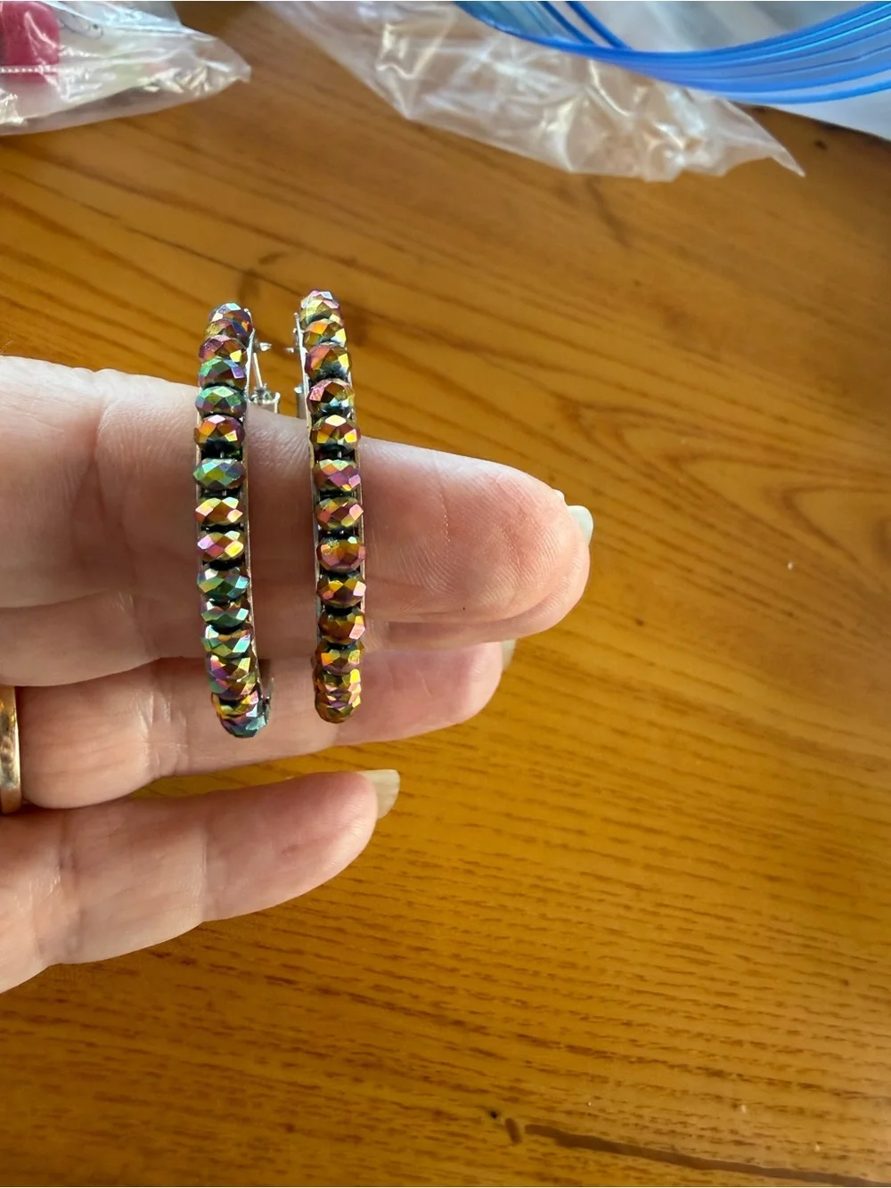 Multicolor AB Crystal Hoop Earrings - Women's Fashion Jewelry